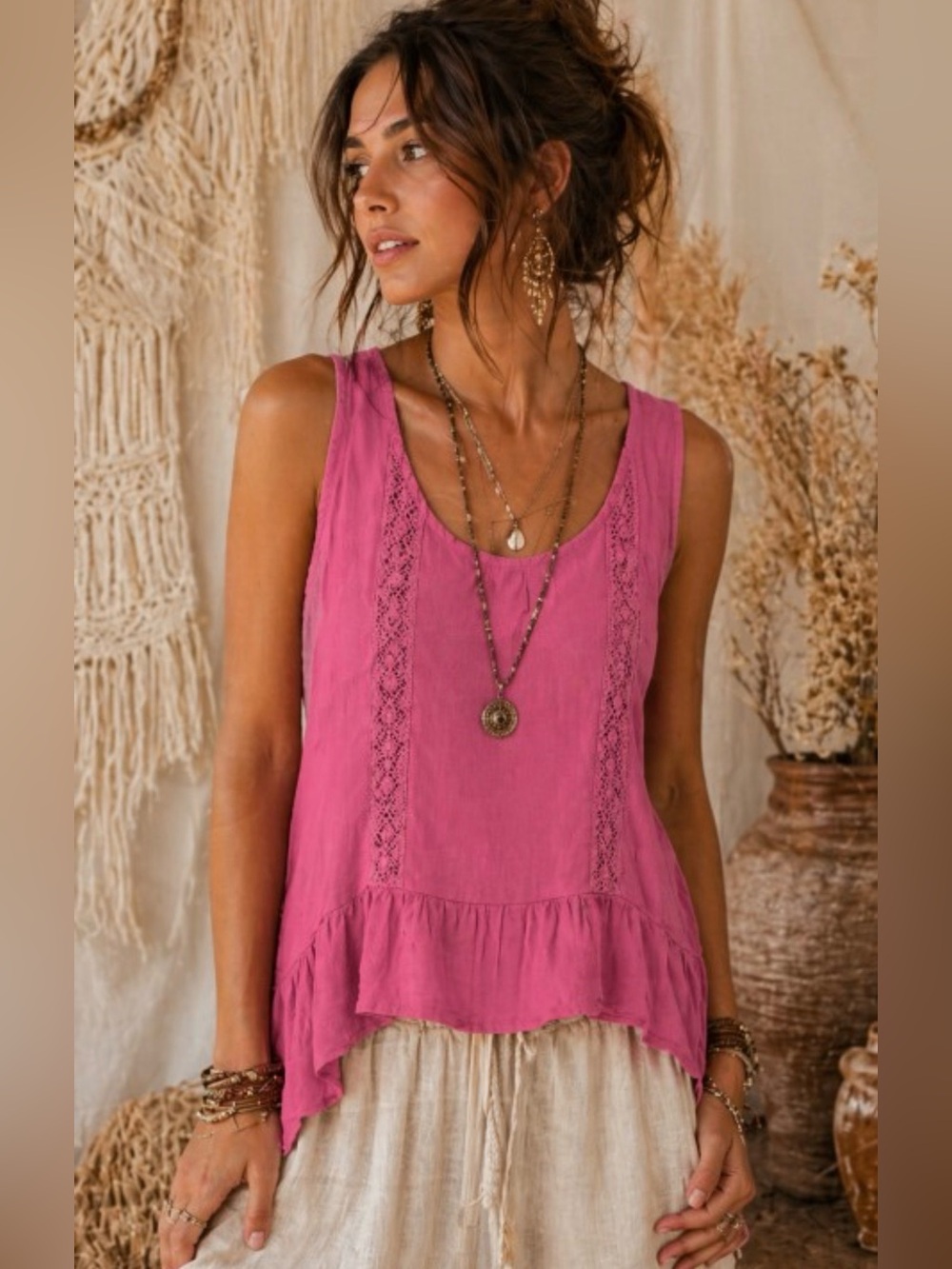 103.  CROCHET GAUZE TANK TOP